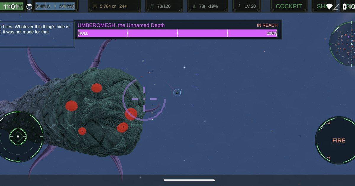 Space Traders gameplay: battling a giant space monster